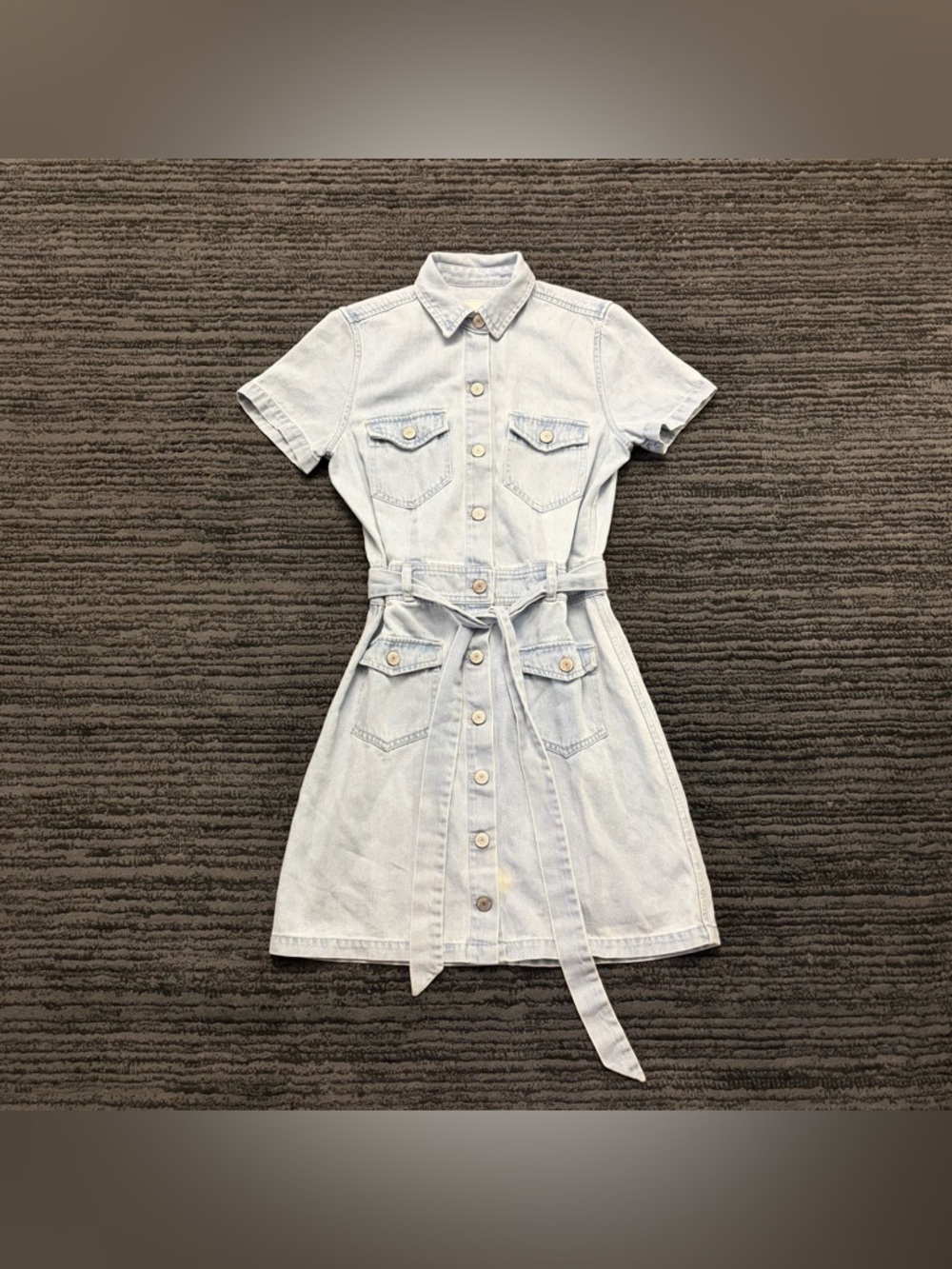 Rails Danica Vintage Wash Button Front Tie Waist Mini Dress